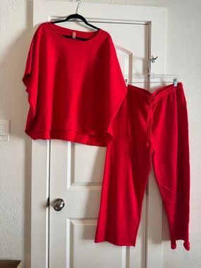 Mono B Vibrant Red Lounge Top & Pants Set